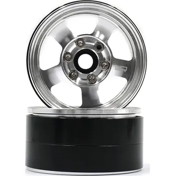 RC model auta Yeah Racing 1.9 Beadlock Hliníkové CNC 5 Spoke stříbrné, 2ks