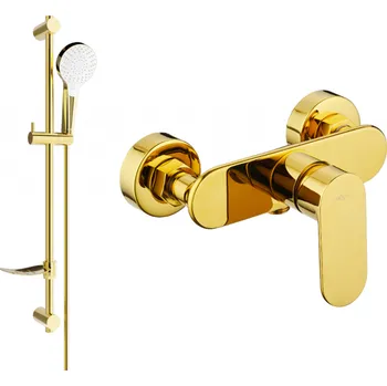 Vodovodní baterie Mexen Milo DF05 sprchová baterie se sprchovým setem, zlatá - 7134R05-50 Bateriové soupravy