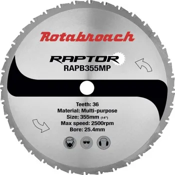 Řezný kotouč Rotabroach Řezný kotouč Raptor 355 mm hliník 80 1750 25,4 mm 355