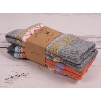 Dámské ponožky CNB BERLIN Termo ponožky SADA 2 PÁRŮ DE 37901 37902 37903 I teplé s vlnou vzorované šedé a meruňkové velikosti ponožek: 26-28 (EUR vel. 39-42)