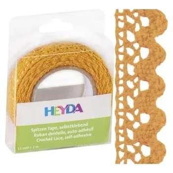 Lepicí páska Krajková textilní páska 1,5cm x 2m samolepicí - mango
