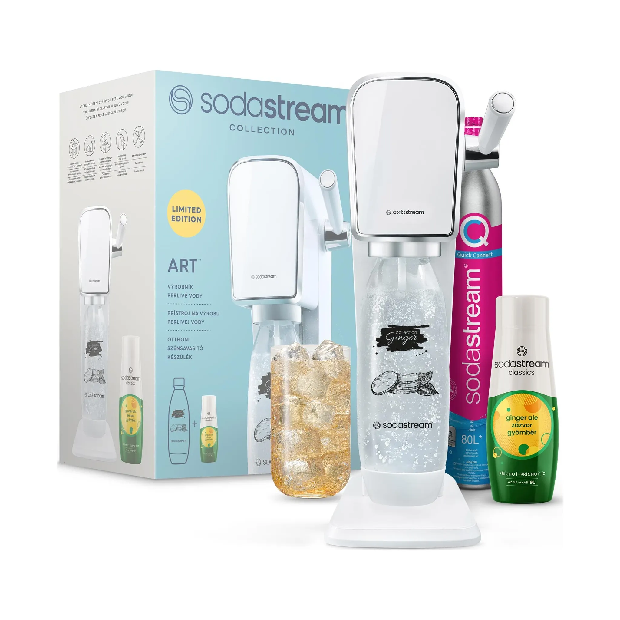 Fotografie 1 - Výrobník sody SodaStream Art bílý Ginger Ale Megapack