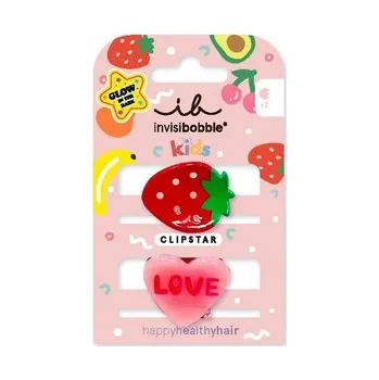Invisibobble Kids Clipstar Glow Frutti Strawberry svítící sponky do vlasů pro malé dobrodružky Frutti Strawberry