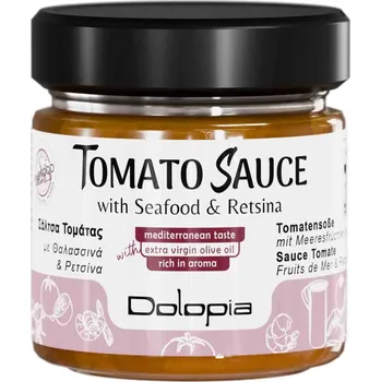 Omáčka Rajčatová omáčka s plody moře a retsinou 250g DOLOPIA