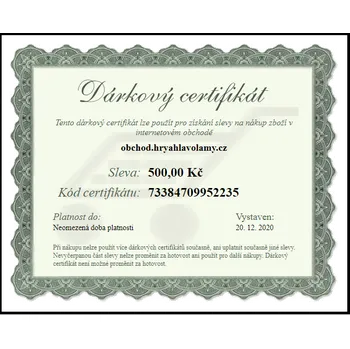 Hlavolam Dárkový šek 1500 Kč poukázka