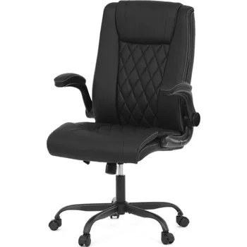 Kancelářská židle kožená černá Autronic KA-Y344 BK