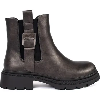 Dámská treková obuv Tmavě hnědé dámské kotníkové boty s přezkou, podpatek 4 cm RXJ-249GUN Velikost: 36