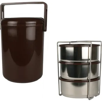 Jídlonosič Alb Forming Jídlonosič nerezový s termoobalem, plastová víčka, bez uch 3x 0, 9 l nerez/hnědý