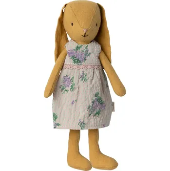 plyšák Maileg Zajíček v květovaných šatech Size 1 Maileg Bunny Size 1 Dusty Yellow, Dress