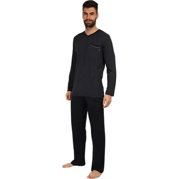 Pánské pyžamo Pleas Pánské pyžamo dlouhé tmavá modrá M (178708-803-050)