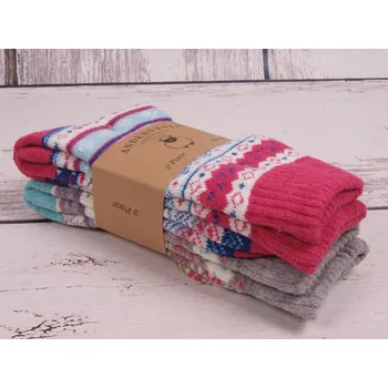 Dámské ponožky CNB BERLIN Termo ponožky SADA 2 PÁRŮ DE 37901 37902 37903 E teplé s vlnou vzorované tm. růžová a šedotyrkys velikosti ponožek: 26-28 (EUR vel. 39-42)