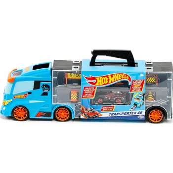 autíčko Hot Wheels 42040 transportér pro 14 vozů s autíčkem a dopravními značkami