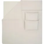 Povlečení King, s prostěradlem, na dvoulůžko, s příměsí lnu, bílé/hnědé, 200x220 cm 201162168