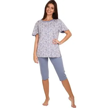 Pánské pyžamo Pleas Dámské pyžamo krátké s 3/4 nohavicemi modrošedá 2XL (177501-808-046)
