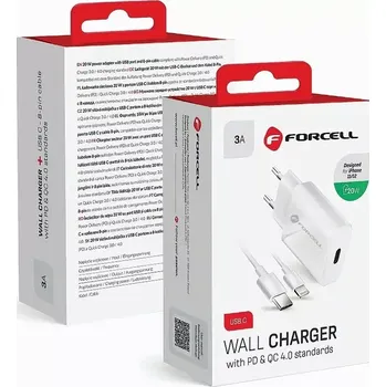 Forcell síťová nabíječka USB C-lightning 3A 20W PD/QC 4.0