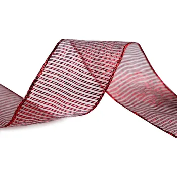 Stuha s lurexem a drátem šíře 40 mm, barva 803 červená