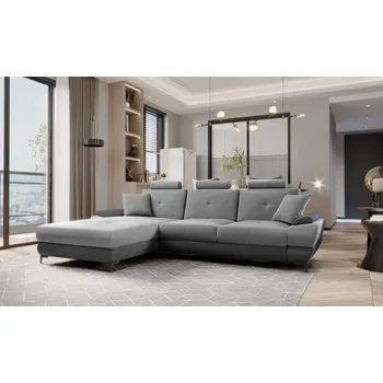 Sedací souprava Rozkládací rohová sedačka MEGAN světle šedá / šedá