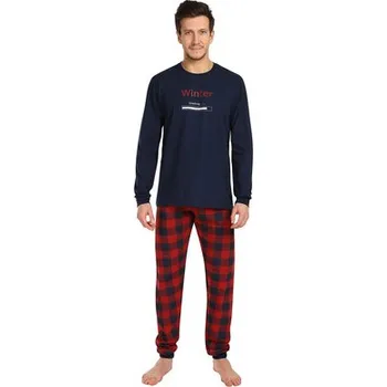 Pánské pyžamo Pleas Pánské pyžamo dlouhé tmavá modrá S (180791-803-048)