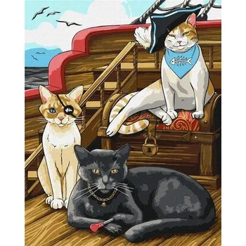 Set školních potřeb Malowanie po numerach - Puszyste piratki 40x50cm