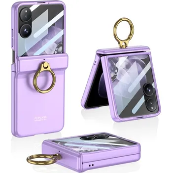 Pouzdro na mobilní telefon GKK 91114 GKK LARA Ochranný kryt se sklem pro vnější displej pro Xiaomi MIX Flip fialový