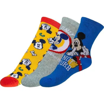Ponožky dětské Mickey - sada 3 páry Červená,Žlutá,Modrá,Šedá BX1001059 - 31-34