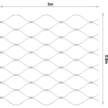 Pletivo nerezová lanková síť, oko 50 x 50 mm, tl. 2 mm, AISI316 - lanková výplň 0,8 m x 10 m (š x d), průměr lanka 2 mm, délka sítě v nerozloženém stavu 11,64 m, síť není ukončená oky pro provlečení lanka