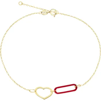 Náramek Zlatý náramek se syntetickým korálem - srdce - AP539-9808