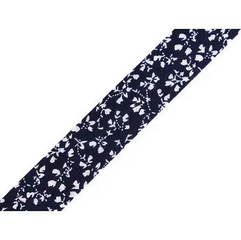 Šikmý proužek bavlněný vzorovaný šíře 20 mm zažehlený, barva 920224/2 modrá tmavá