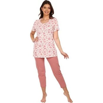 Pánské pyžamo Pleas Dámské pyžamo krátké s 3/4 nohavicemi růžové dřevo S (178664-527-038)