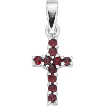 Přívěsek Bealio BEALIO Stříbrný přívěsek KŘÍŽ český granát 03-11596-2983