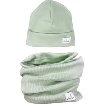 Čepice Mimilove Sada přechodové čepice s nákrčníkem Mentolová Limited Edition 06-24m.