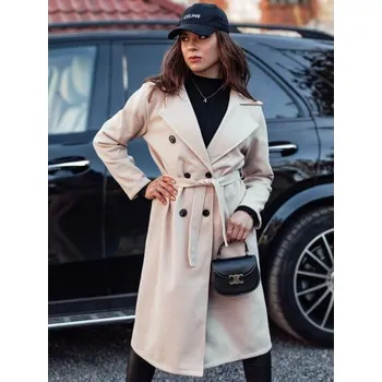Dámský oversize kabát CASHMELY dlouhý vázací béžový