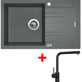 Granitový dřez Akční Sinks LINEA 780 XC Titanium + ELKA černá