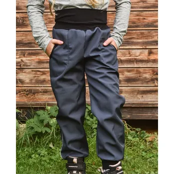 Dívčí kalhoty Dětské softshellové kalhoty zimní s regulací pasu, antracitové 98
