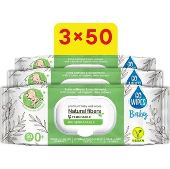 Dětský vlhčený ubrousek GoWipes s bio olivovým extraktem 3× 50 ks (150 ks)