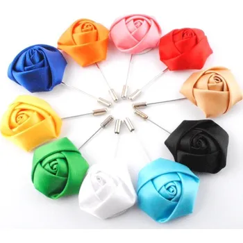 Brož Ozdoba do klopy, saténová růže, elegantní doplněk Olivová