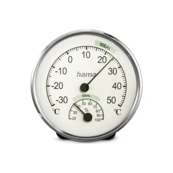 Domácí teploměr Hama Chios, analogový teploměr/vlhkoměr, stříbrný/bílý
