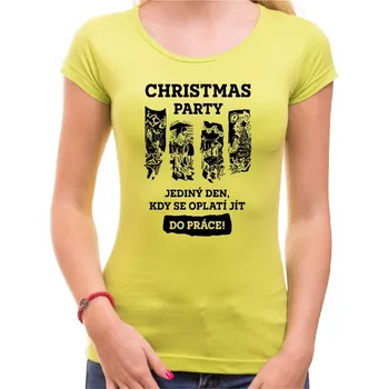 Pánská móda Tričko - Vánoční párty, Barva látky Limetková zelená, Střih Dámsky, Velikost Dětské 134cm/8let