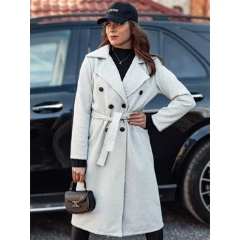 Dámský oversize kabát CASHMELY dlouhý vázaný šedý