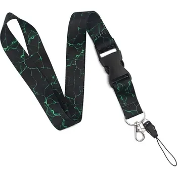 Unique Store Lanyard Šňůrka na krk mramor černý se zelenou