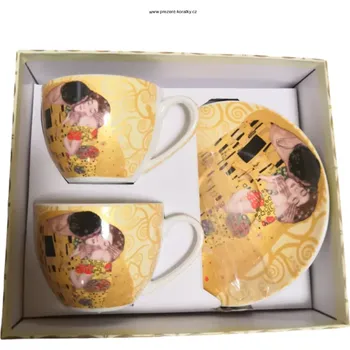 Sada šálků s podšálky - Mucha (Porcelánová sada hrnků Mucha)