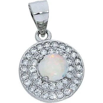 Přívěsek Goldstore Stříbrný přívěsek kulatý opál a zirkony Váha: 1.16 g