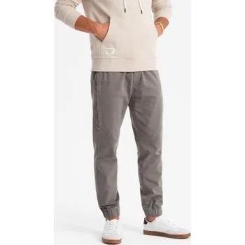 Pánské pletené tepláky se záhyby - grafitová barva