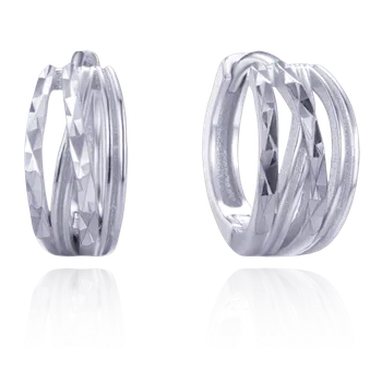 Náušnice 0053 MINET Broušené stříbrné náušnice kroužky