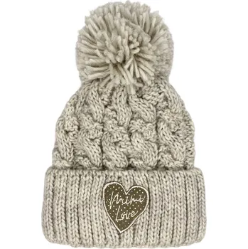 Čepice Mimilove Zimní čepice SRDÍČKO TŘPYTKY vel. 2-10 let Béžová