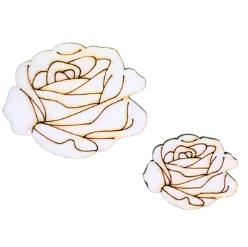 Dřevěná hračka Dřevěný výřez z překližky, ROZKVETLÁ RŮŽE - malá, 2,5 x 2cm, 1ks