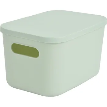 Úložný box Světle zelený plastový úložný box s víkem 24,5x18x15 cm – Homéa ID_1696448