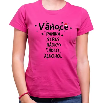 Pánské tričko Tričko - Moderní Vánoce, Barva látky ružová, Střih Dámsky, Velikost M