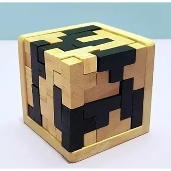 Hlavolam Dřevěný hlavolam 7x7x7cm – Kostka DELUXE