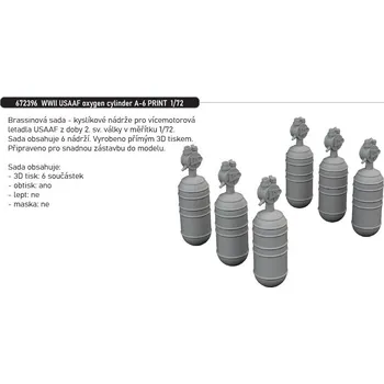 Plastikový model Eduard 1/72 WWII USAAF oxygen cylinder A-6 PRINT